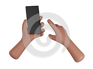 Cell Phone in hand with white background. 3D Rendering