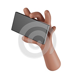 Cell Phone in hand with white background. 3D Rendering