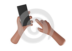 Cell Phone in hand with white background. 3D Rendering