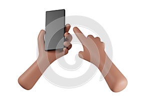 Cell Phone in hand with white background. 3D Rendering