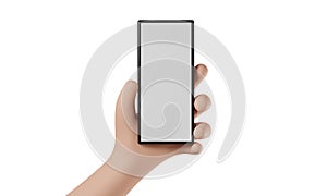 Cell Phone in hand with white background. 3D Rendering