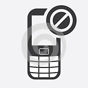 Cell phone icon with not allowed sign. Cell phone icon and block, forbidden, prohibit symbol