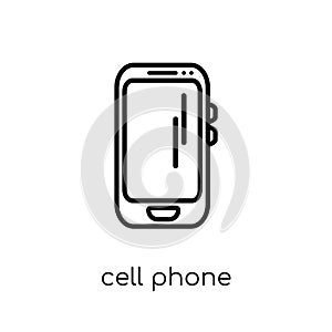 cell phone icon. Trendy modern flat linear vector cell phone icon on white background from thin line Electronic devices collection