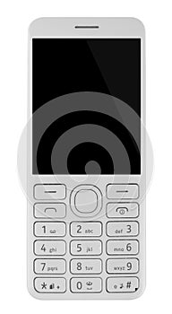 Cell phone with keypad isolated on white background