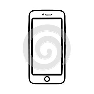 Cell phone outline illustration on white background