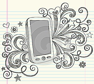 Cell Phone PDA Sketchy Doodles Vector