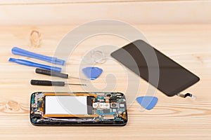 Cell phone repair. Smartphone parts and tools for recovery