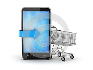 Cell phone and shopping cart