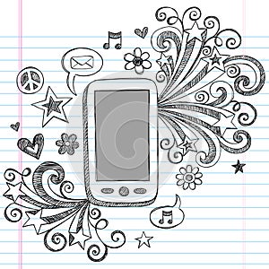 Cell Phone Sketchy Doodles PDA Vector