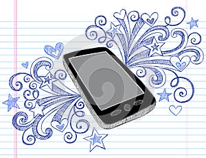 Cell Phone Sketchy Doodles PDA Vector