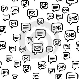 Cell Phone SMS and Email Communications Seamless Pattern