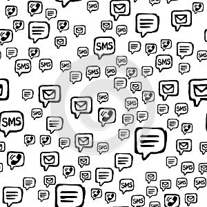 Cell Phone SMS and Email Communications Seamless Pattern