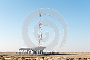 Cell phone telecommunications tower, using solar power only