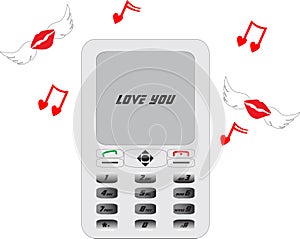 Cell phone with text love you