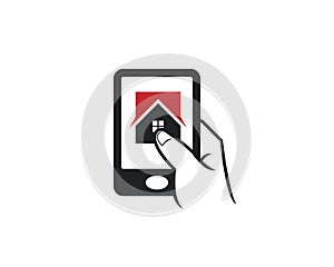 Cell phone touch apps icon for house real estate home architecture mortgate company