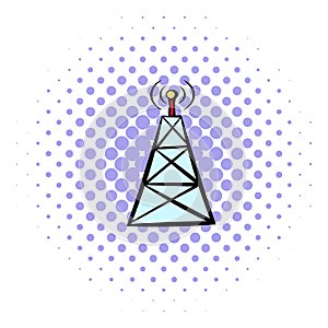 Cell phone tower icon, comics style