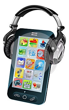 Cell phone wearing headphones