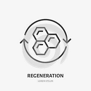 Cell regeneration line icon, vector pictogram of collagen repair. Skincare illustration, sign for ceam, cosmetics photo