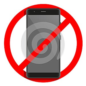 Cell telephone warning stop sign icon. Push button phone turn off. Vector