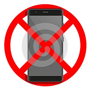 Cell telephone warning stop sign icon. Push button phone turn off. Vector