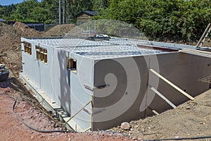 Cellar made of prefabricated concrete walls as waterproof construction