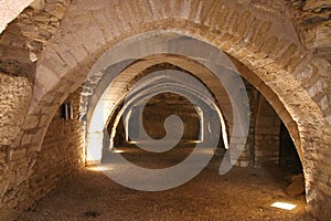 cellar in a medieval abbey in maillezais in vendée (france)