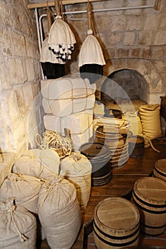 Cellar with merchant store - furs, grain, honey for international trade