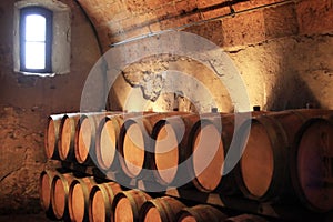 Cellar with wine flanks