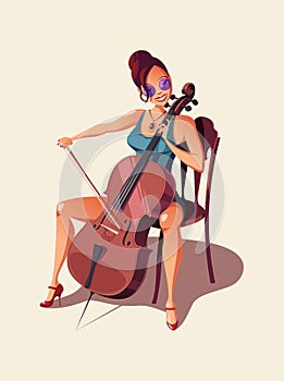 Cellist girl vector illustration isolated on white background photo