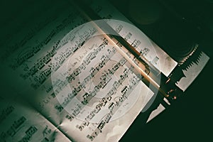 Cello bow and sheets