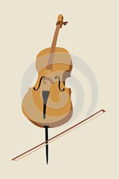Cello. Bowed musical instrument with 4 strings