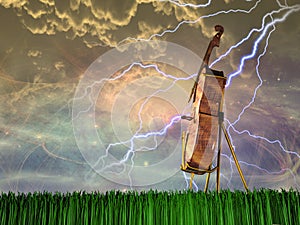 Cello in landscape