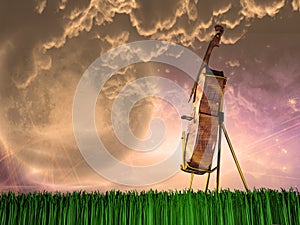 Cello in landscape