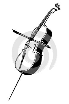 Cello. Music instrument icon. Outline vector clipart