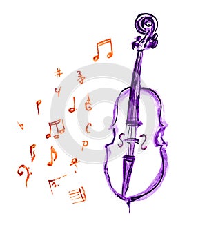 Cello and musical notes