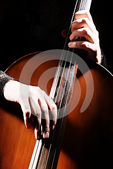 Cello playing hands details