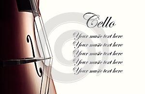 Cello silhouette with white background for copyspace