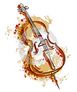 Cello in watercolor style.