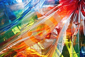 cellophane with light creating rainbow refractions