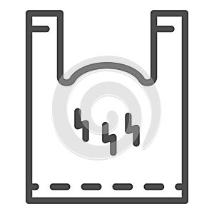 Cellophane package line icon. Polyethylene pack with handles. Plastic products design concept, outline style pictogram