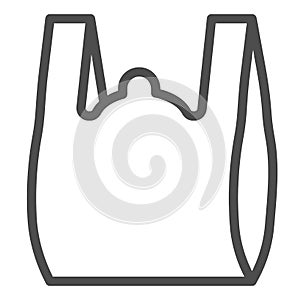 Cellophane package line icon. Polyethylene pack with handles. Plastic products design concept, outline style pictogram