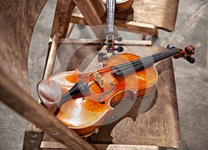 Cellos and Violas at rest before the concert