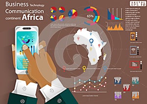 Cellphone Business Technology Communication continent Africa modern Idea and Concept Vector illustration Infographic template with