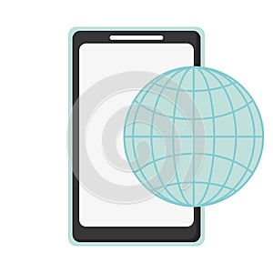 Cellphone and earth globe diagram icon