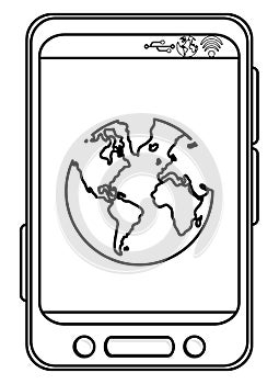 cellphone with earth globe