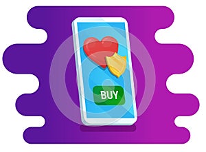 Cellphone and healthcare insurance with buy button
