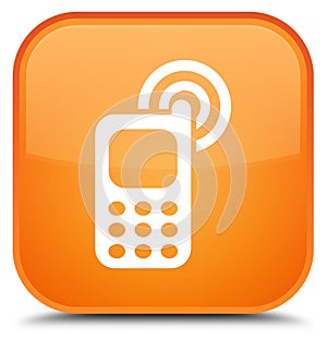 Cellphone ringing icon special orange square button