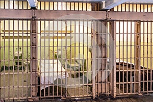 Cells of one of the modules and blocks of the maximum security federal prison of Alcatraz.