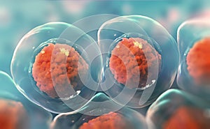 Cells under a microscope. Research of stem cells. Cellular Therapy. Cell division.