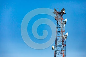 Cellular base station against blue sky